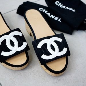 Chanel CC logo clogs